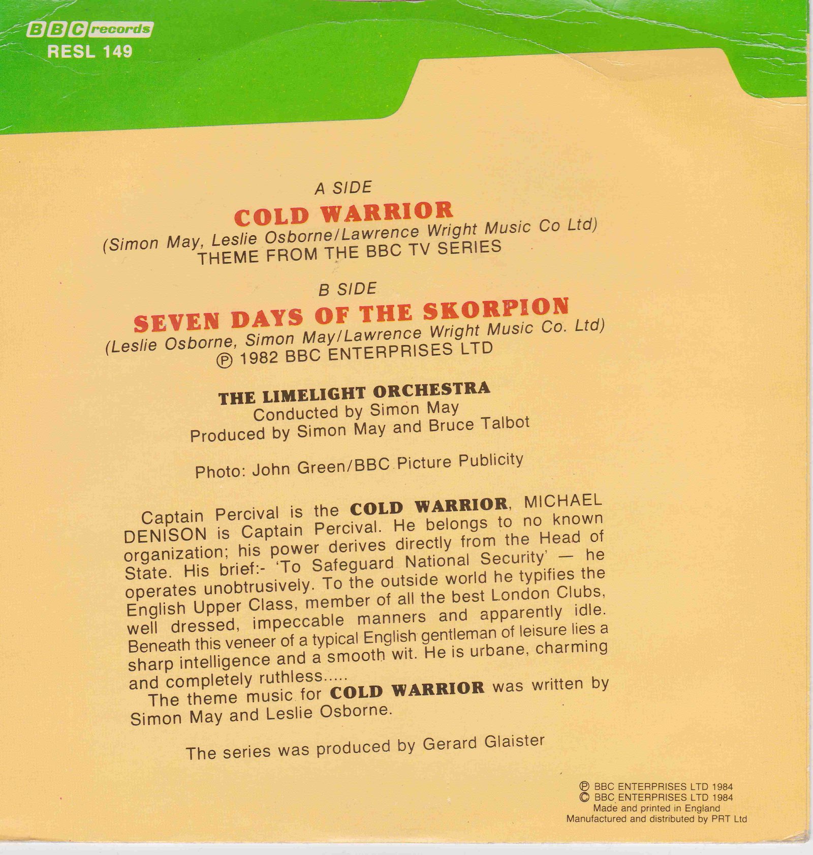 Picture of RESL 149 Cold warrior by artist Simon May / Leslie Osborne / The Limelight Orchestra from the BBC records and Tapes library